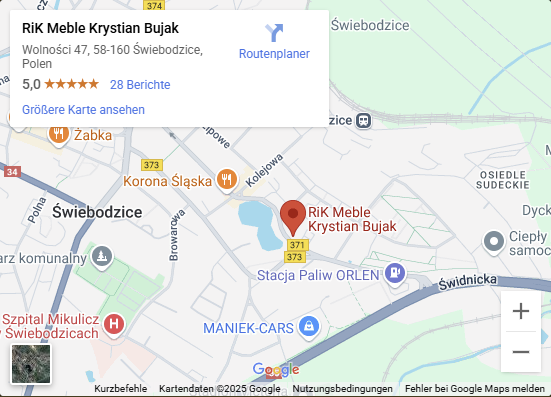 Mapa lokalizacji firmy RiK Meble w Świebodzicach przy ul. Wolności 47